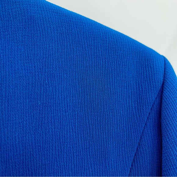 HUGO BOSS Blue Jerusa Textured Stretch Cropped Suit Blazer Jacket US 10 - Picture 8 of 11
